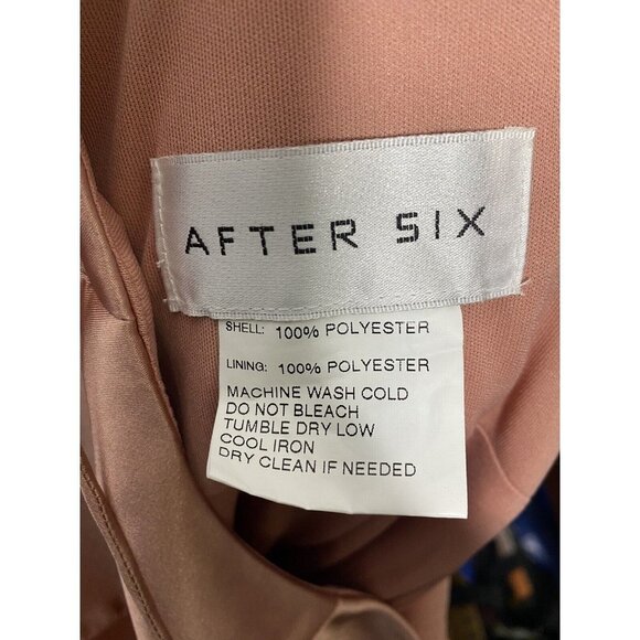 After Six Womens Halter Midi Stretch Draped Tulip Satin Gown Dessert Rose SZ 10 - Picture 6 of 9